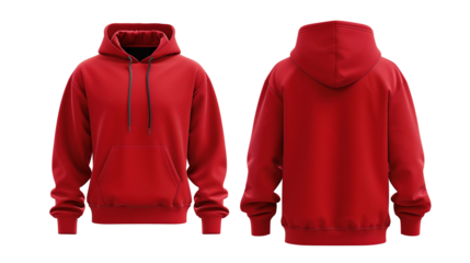 Mock up men's red hoodie, from two sides for your design