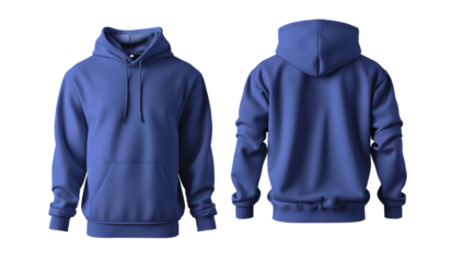 Mock up men's blue hoodie, from two sides for your design
