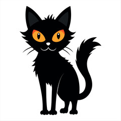 Obraz premium Horror black cat silhouette for Halloween design isolated on a white background