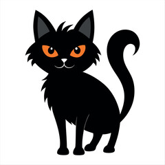 Horror black cat silhouette for Halloween design isolated on a white background