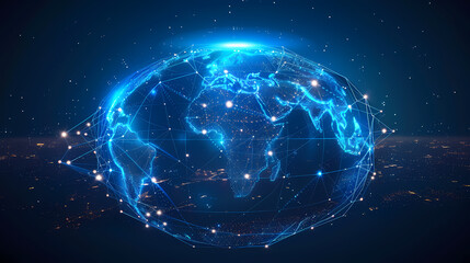 Obraz premium 2d illustration world map abstract background.Global network connection. World map point and line composition concept of global business.