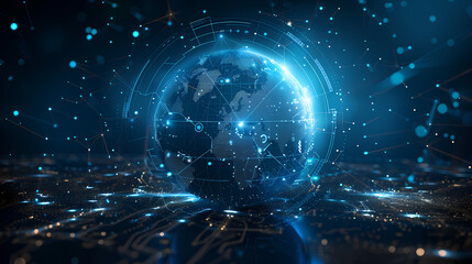 Obraz premium 2d illustration world map abstract background.Global network connection. World map point and line composition concept of global business.