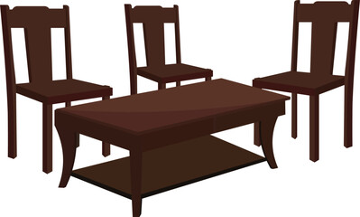 Drawing room furnuture set. chair set with a coffee table isolated on white background for 2d animation
