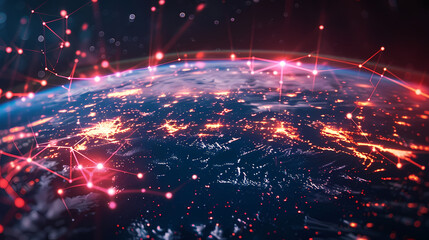 Obraz premium 2d illustration world map abstract background.Global network connection. World map point and line composition concept of global business.