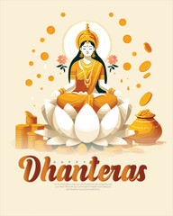 Happy Dhanteras with devi lakshmi social media post banner template