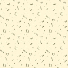 Seamless School Supplies Pattern - Hand-Drawn Pastel Background, School Supplies