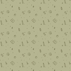 Seamless School Supplies Pattern - Hand-Drawn Pastel Background, School Supplies