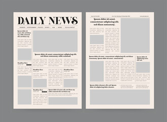 Newspaper template with text and picture placeholder