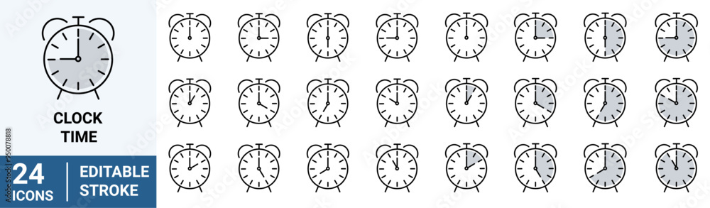 Poster clock and time web line icons. timer, clock, stopwatch. countdown timer symbol icon set. label cooki