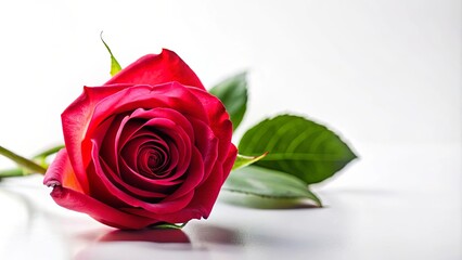 Isolated rose on a white background, symbolizing beauty and love