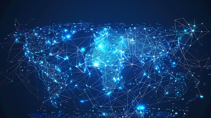 2d illustration world map abstract background.Global network connection. World map point and line composition concept of global business.