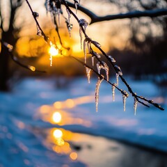 Icicles at Sunset