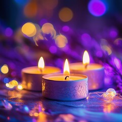 Glowing Candles and Bokeh Lights