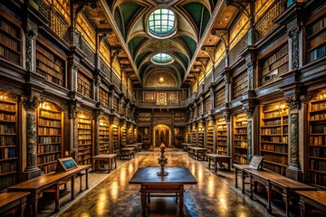 Naklejka premium ominous shadowy literary labyrinthine knowledgecrypt