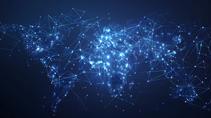 Obraz premium 2d illustration world map abstract background.Global network connection. World map point and line composition concept of global business.