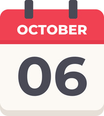 October 06 - Daily Calendar Icon in flat design style