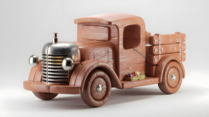 Professionally crafted 3D wooden model of Water Pump Truck, with white background.