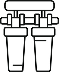 Fototapeta premium Simple line icon of a double water filter, representing a concept of clean and purified drinking water