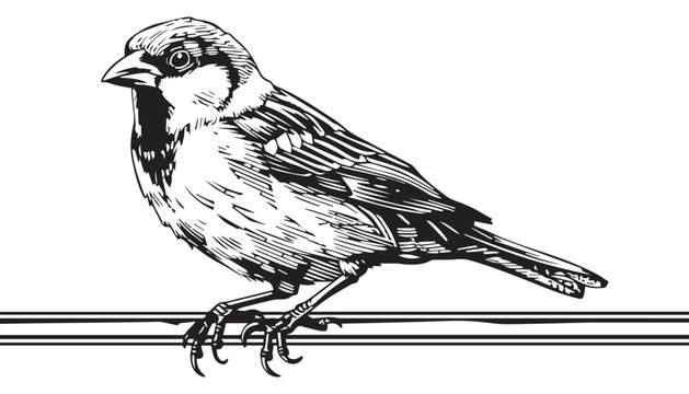 recommend clip art:  Vintage Engraved sparrow Bird on Branch Vector Illustration in Woodcut Style with Detailed Sketch