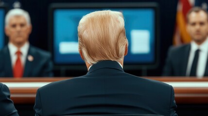 A closeup of a television screen broadcasting live coverage of a US political convention