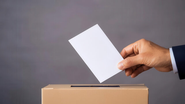 A macro shot of a delegates voting card being placed into a ballot box
