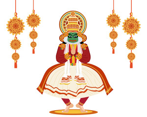 kathakali dancer in traditional costume kerala festival onam garland decoration