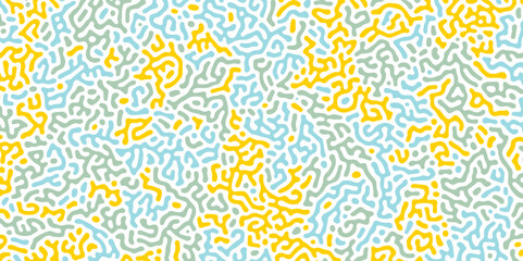 Seamless yellow and blue metaball connection, abstract background, connected dots, vector design