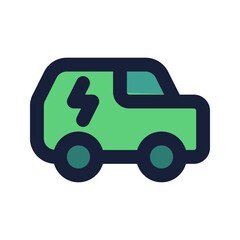 electric car flat line icon