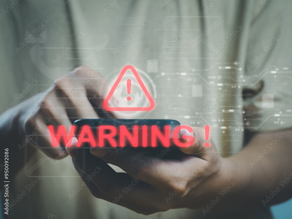 Poster warning digital virus cyber ​​security smartphone access to security information