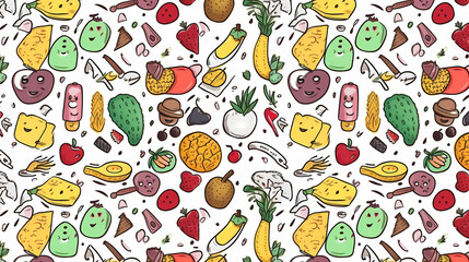 2d illustration An image of sweets and fruits as a background