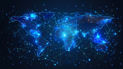 Obraz premium 2d illustration world map abstract background.Global network connection. World map point and line composition concept of global business.