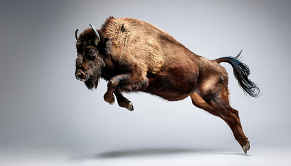 leaping bison in the wild