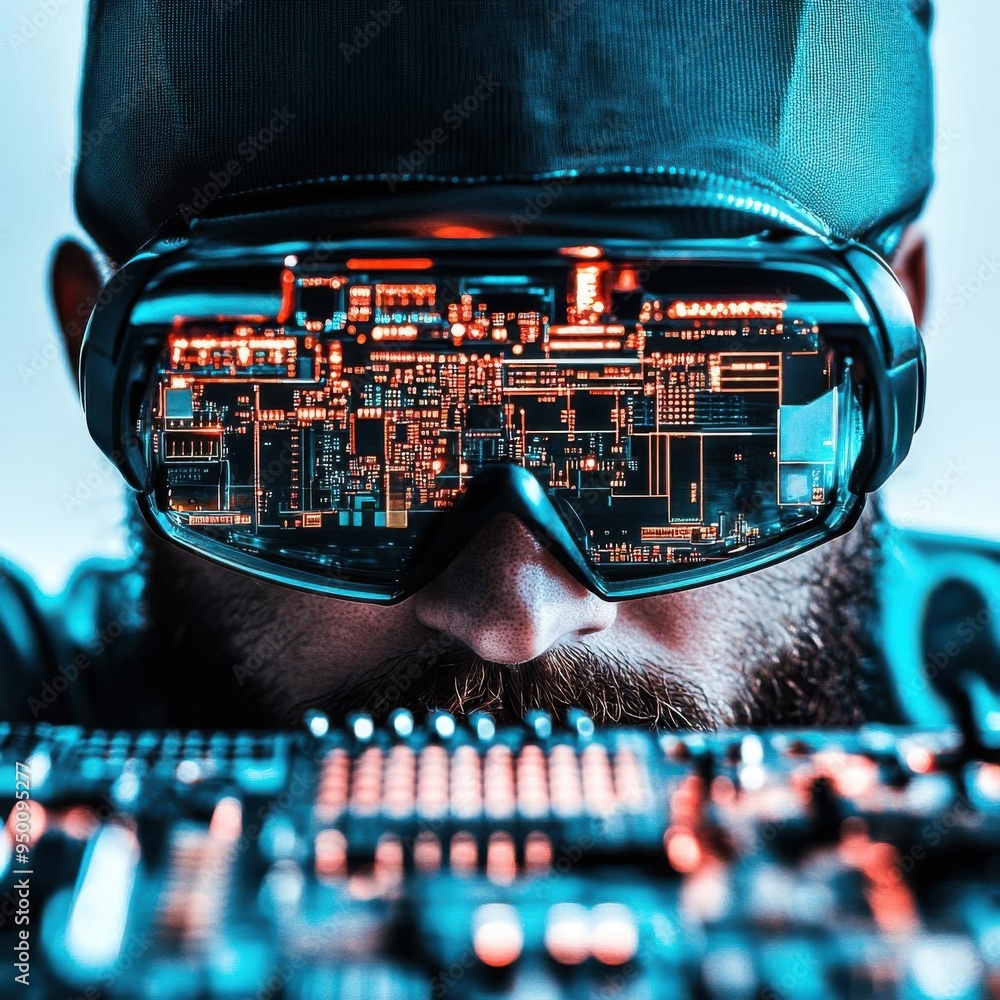 Poster computer engineer working on hardware