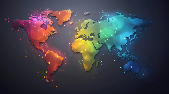 Fototapeta 2d illustration world map abstract background.Global network connection. World map point and line composition concept of global business.