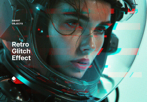 Retro Glitch Photo Effect Mockup