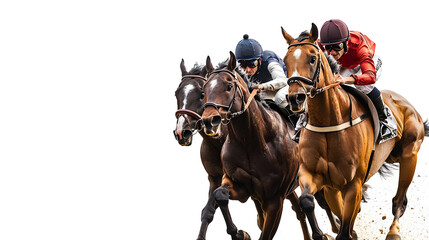 Thrilling Horse Race with Jockeys Competing at High Speed on Racetrack