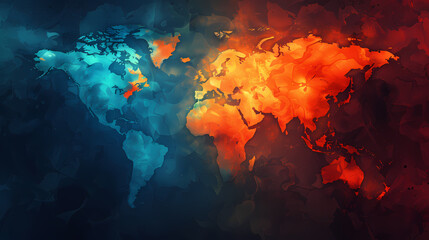 2d illustration world map abstract background.Global network connection. World map point and line composition concept of global business.