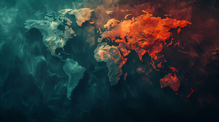 Fototapeta premium 2d illustration world map abstract background.Global network connection. World map point and line composition concept of global business.