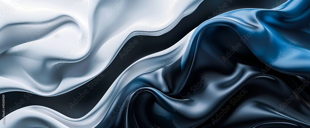 Wall mural a mesmerizing sea of abstract blue waves, weaving and flowing on a fabric canvas, evoking a sense of