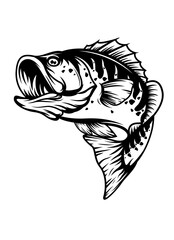 Grouper Fish | Salt Water Fish | Ocean Animal | Sea Angling | Marine Life | Aquatic Animal | Big Fish | Wild Animal Fish | Original Illustration | Vector and Clipart | Cutfile and Stencil