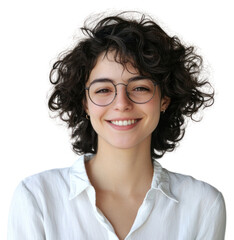 Obraz premium PNG Smiling woman with curly hair