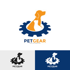 Pet Gear with dog and cat Logo template vector. This is suitable for business, industry, animal pet
