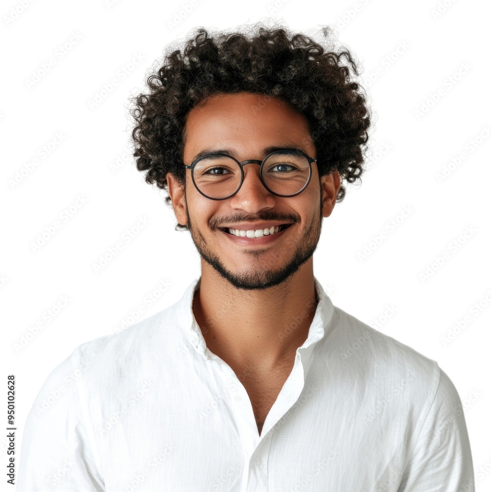 Sticker PNG Smiling man with curly hair