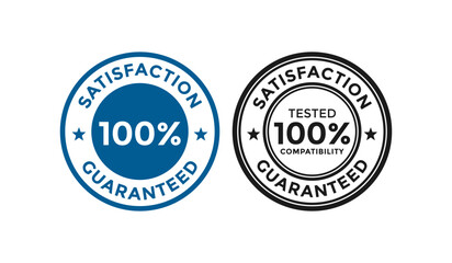 100% tested compatibility satisfaction guaranteed badge logo. This is suitable for product label, manufacturing and information label.