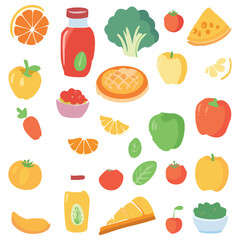 Collection of food, vector illustration.