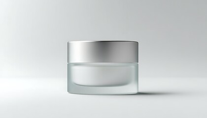 Silver-capped Glass Jar on White Background