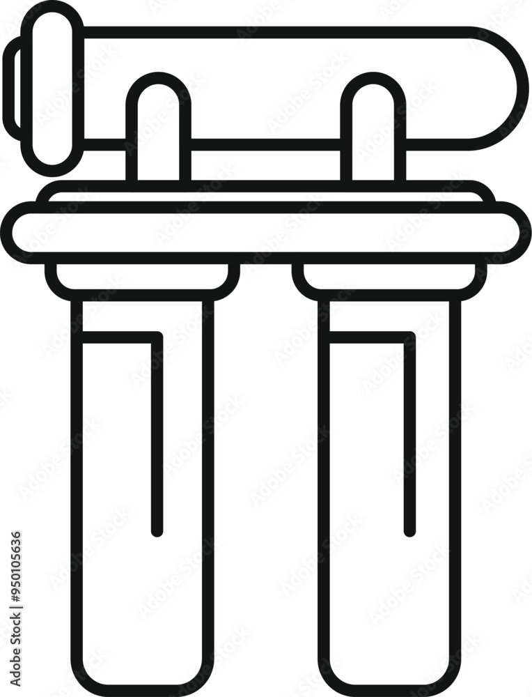 Wall mural simple black and white icon of a double water filter, purifying tap water for drinking