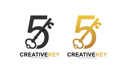 Key Number 5 logo vector template. This is suitable for business, poster, initial, safety and security Letter Design Vector