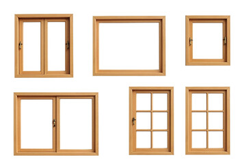 Old Wooden Window Panels | Isolated on Transparent