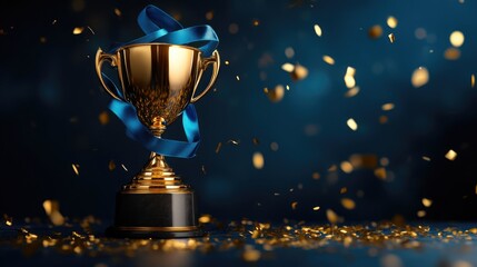 Elegant Gold Trophy Shining Against Dark Gradient